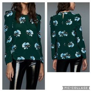 Maje Lukoise Floral Pleated Shoulder Blouse